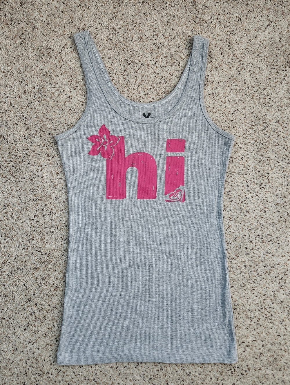 Roxy 🌺 Gray Tank Top with Pink "hi" Graphic